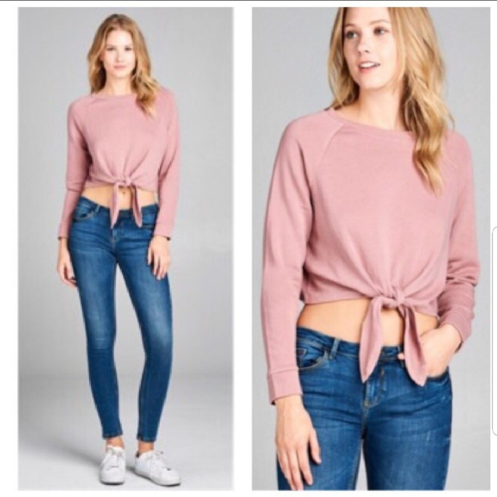 New!! Pink front tie crop top
